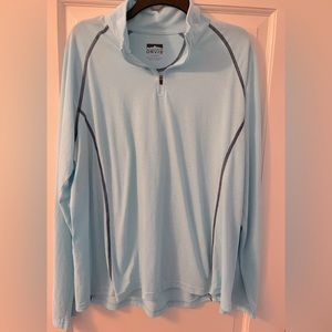 Orvis Trout Bum Women XL Light  Blue Long Sleeve Pullover Top Quarter Zip.